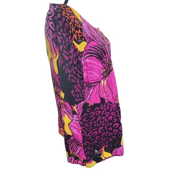 Peter Nygard Embellished Top Size XL Bright Floral Comfort - Picture 3 of 7